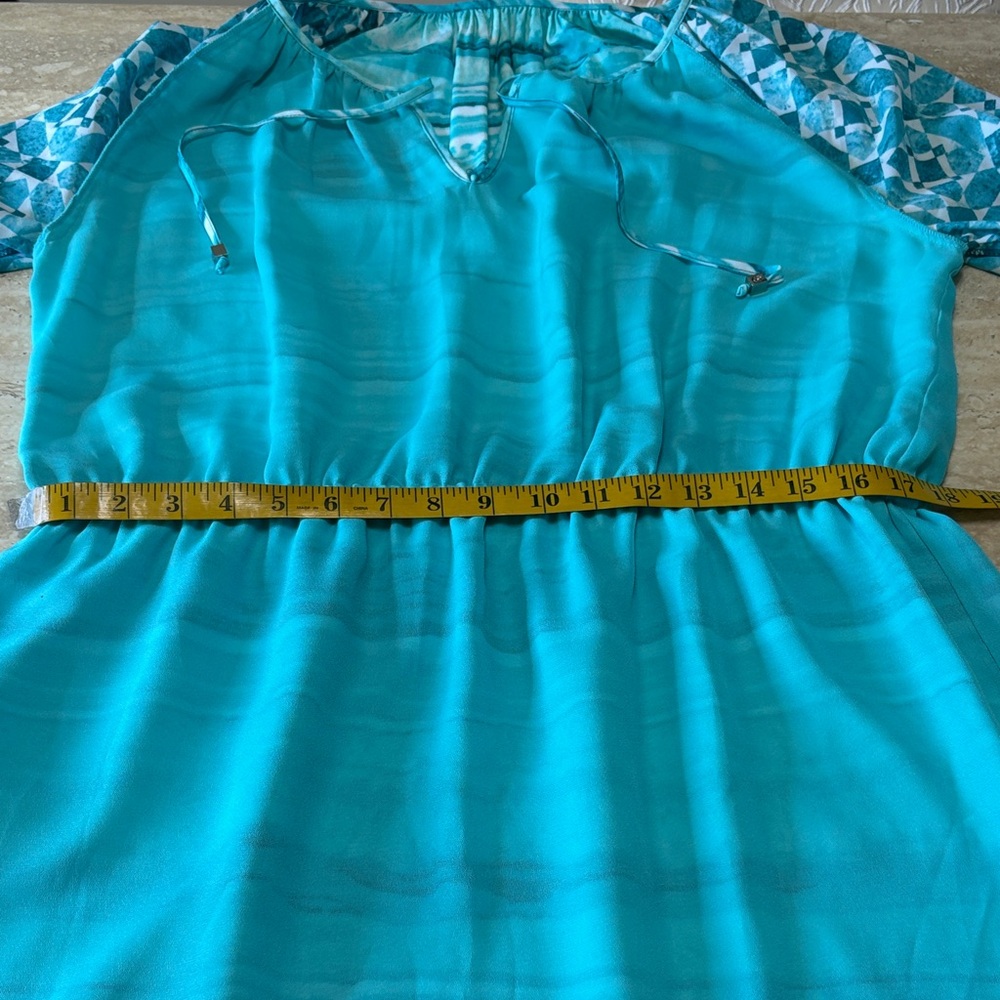 NWOT/MICHAEL Michael Kors Teal Striped Tunic dress. Absolutely no flaws. - Picture 11 of 14